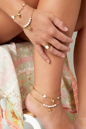 Bracelet de cheville perles et étoile de mer - doré h5 Image2